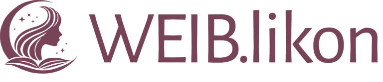 WEIB.likon Logo – Lexikon der Weiblichkeit mit stilisiertem Frauenprofil und Mondsymbolik